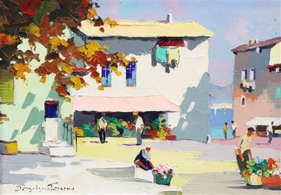 § Cecil Rochfort DOyly John (1906-1993) Mediterranean market square, 10 x 14in.